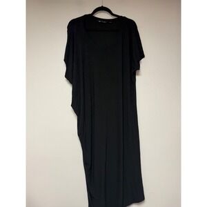Athleta Black V Neck Short Sleeve Maxi Dress Kaftan Style XL